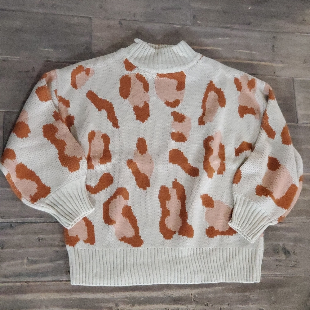 LAST S M only! Leopard Print Sweater Women Long Sleeve Knit Top - Picture 6 of 6